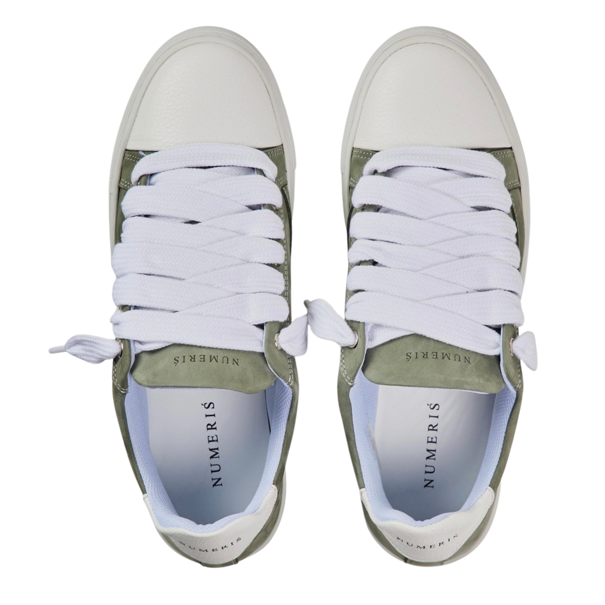 Numeris Suede Nubuck Low-Top Sneakers - Sage Green/White