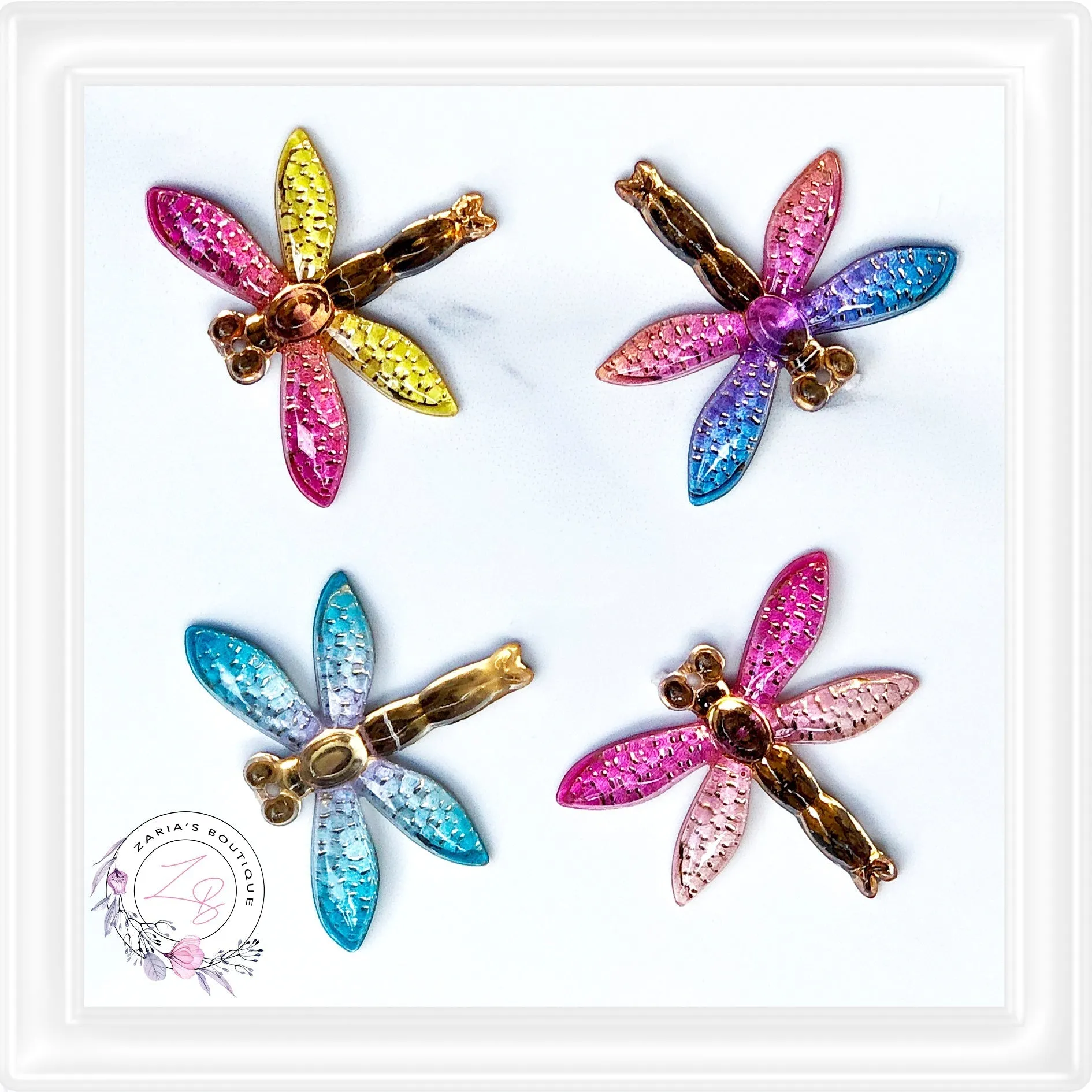 ⋅ Dragonflies ⋅ Flatback Resin Cabochon Embellishments ⋅ Per Pair ⋅