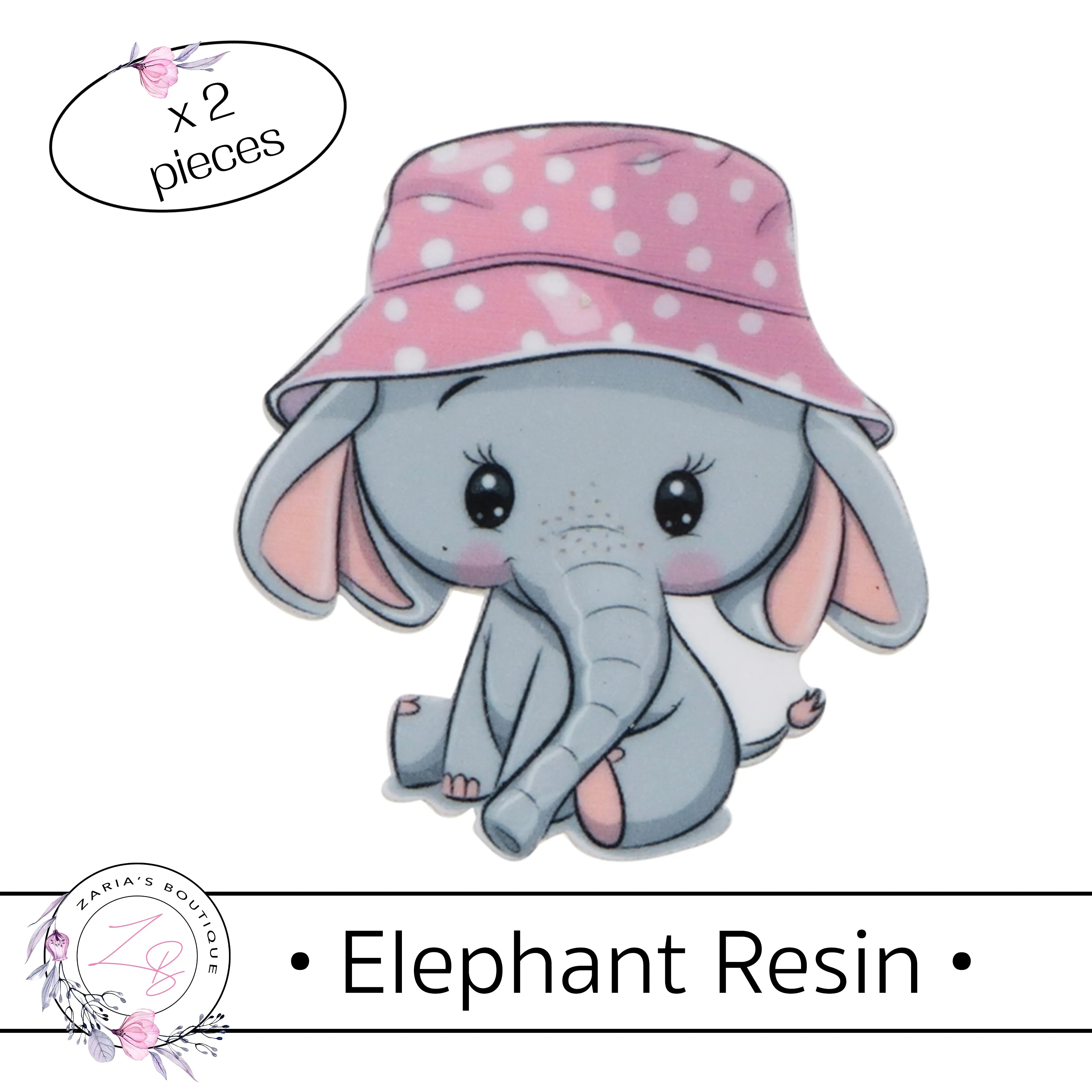⋅ Elephant Embellishment ⋅ Flatback Resin ⋅ 2 Pieces ⋅