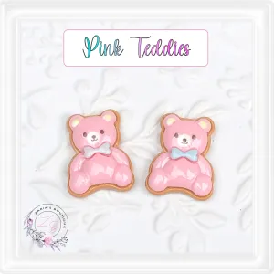 ⋅ P I N K  T E D D I E S ⋅  Flatback Resin Embellishment ⋅ 2 Pieces ⋅