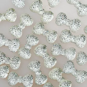 100 White Bow Tie Druzy Cabochons Kawaii Cabochons Resin Flat Back Faceted DIY Jewelry Findings 24mm