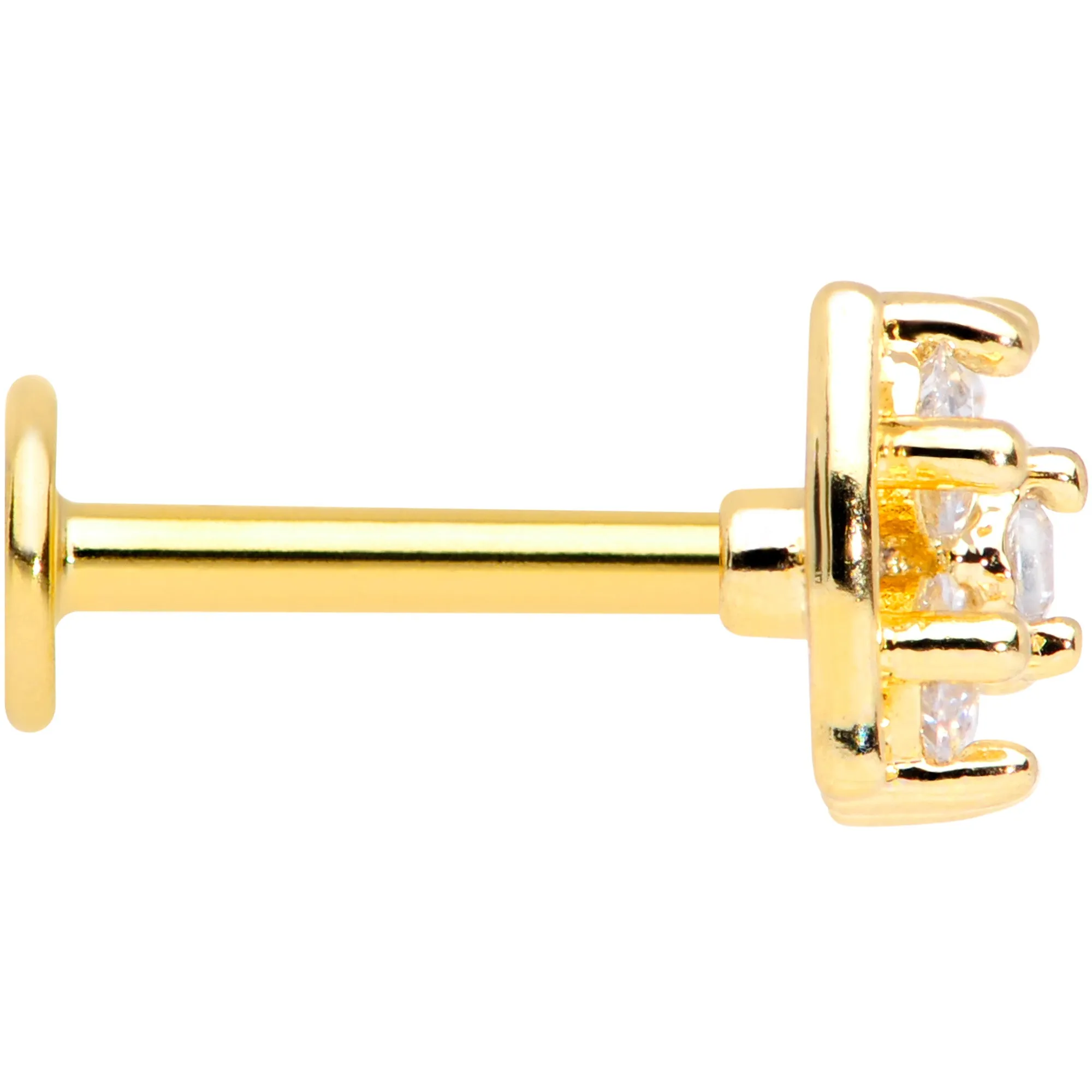 16 Gauge 5/16 Clear CZ Gem Gold Tone Beauty Bow Labret Monroe Tragus