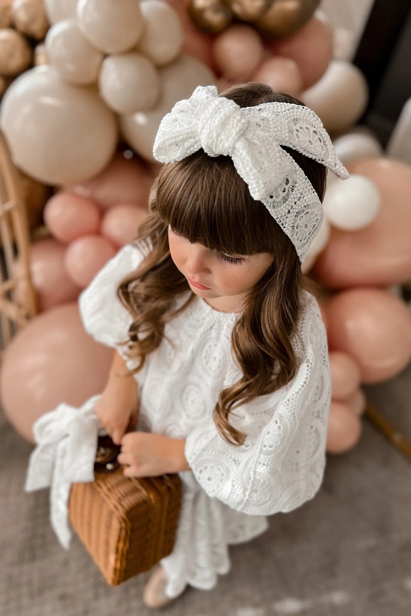 3 N 1 Bow Headband, Waist Sash & Neck Scarf - Doily Lace