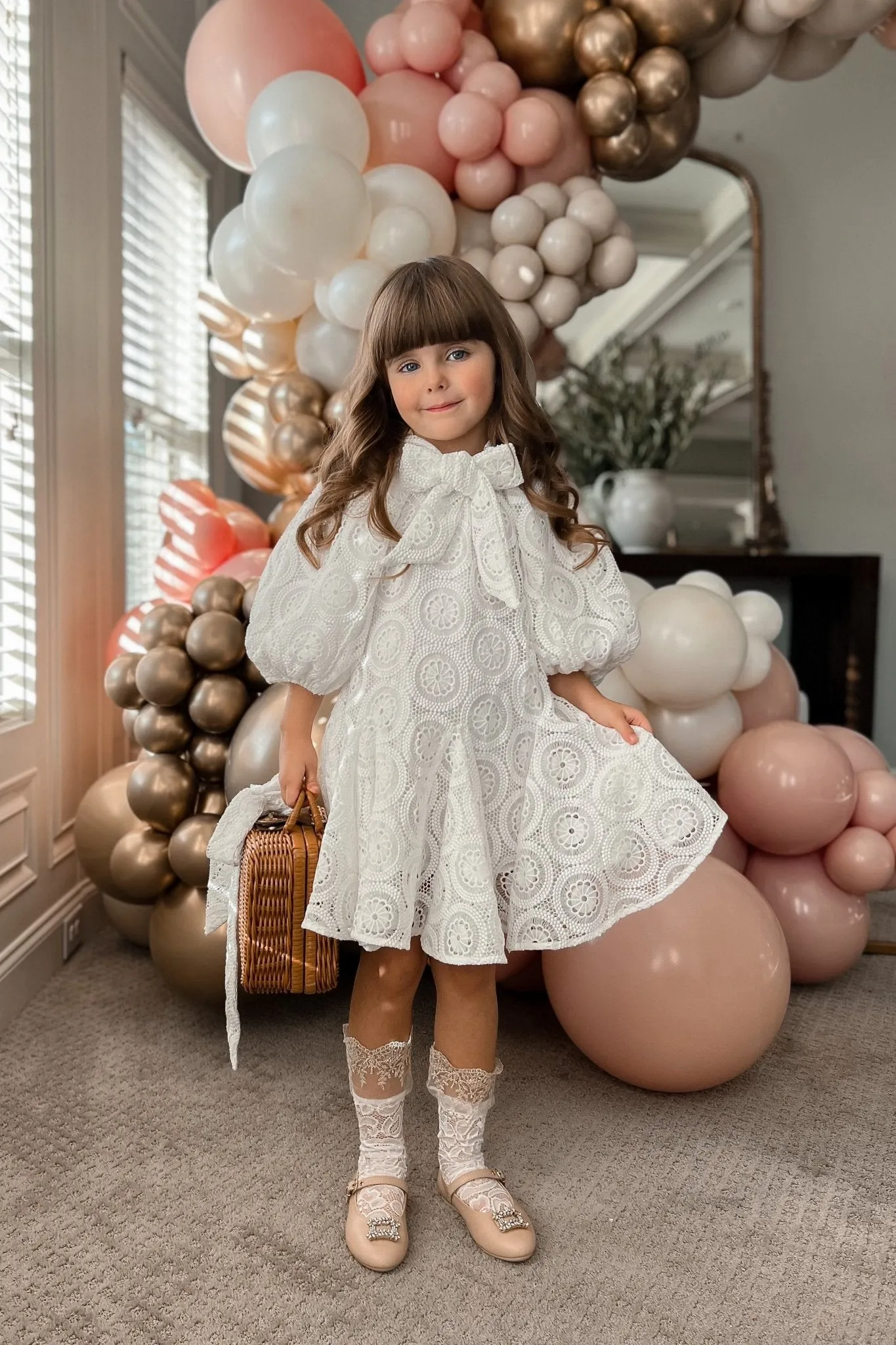 3 N 1 Bow Headband, Waist Sash & Neck Scarf - Doily Lace