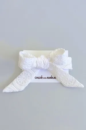 3 N 1 Bow Headband, Waist Sash & Neck Scarf - Doily Lace