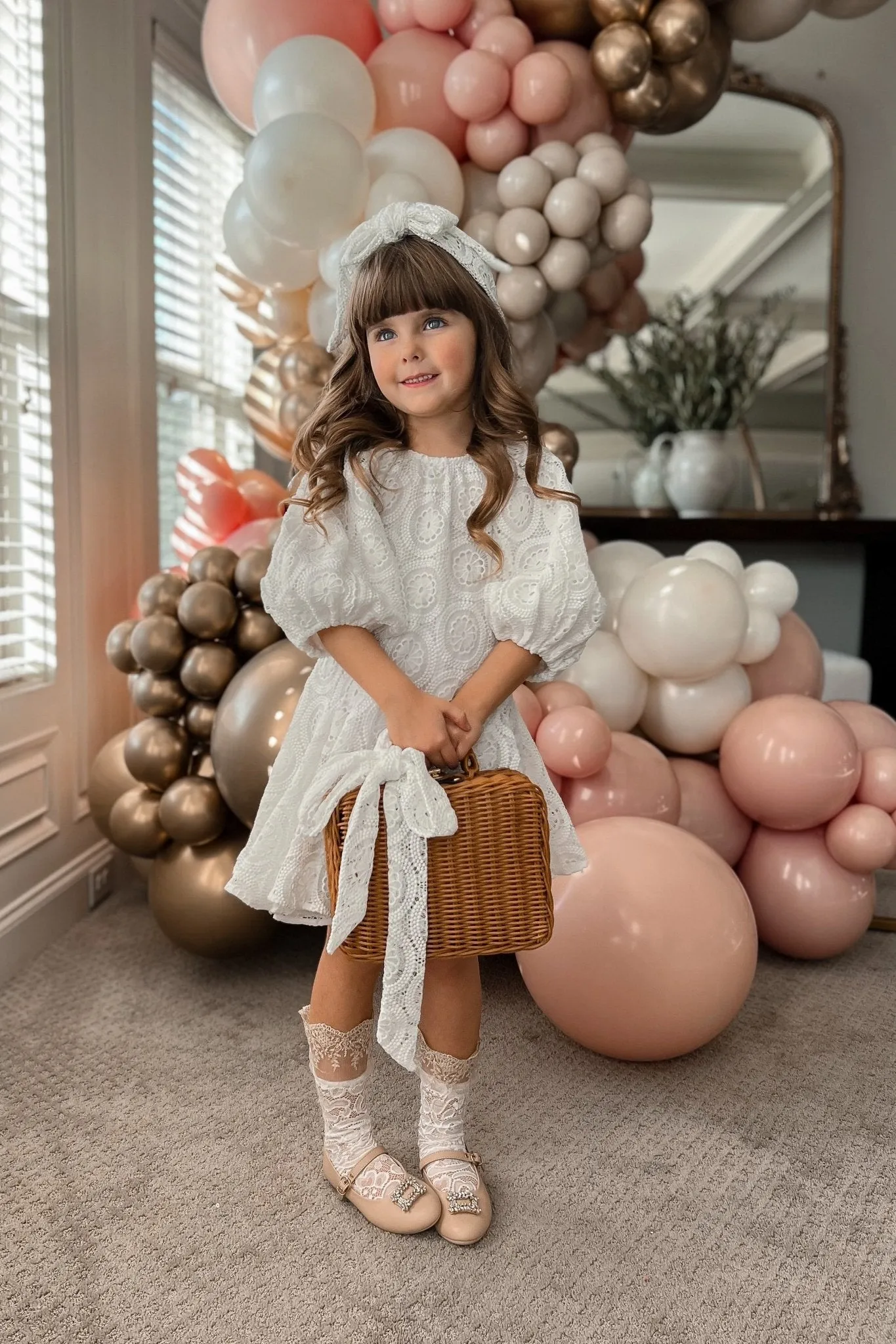 3 N 1 Bow Headband, Waist Sash & Neck Scarf - Doily Lace