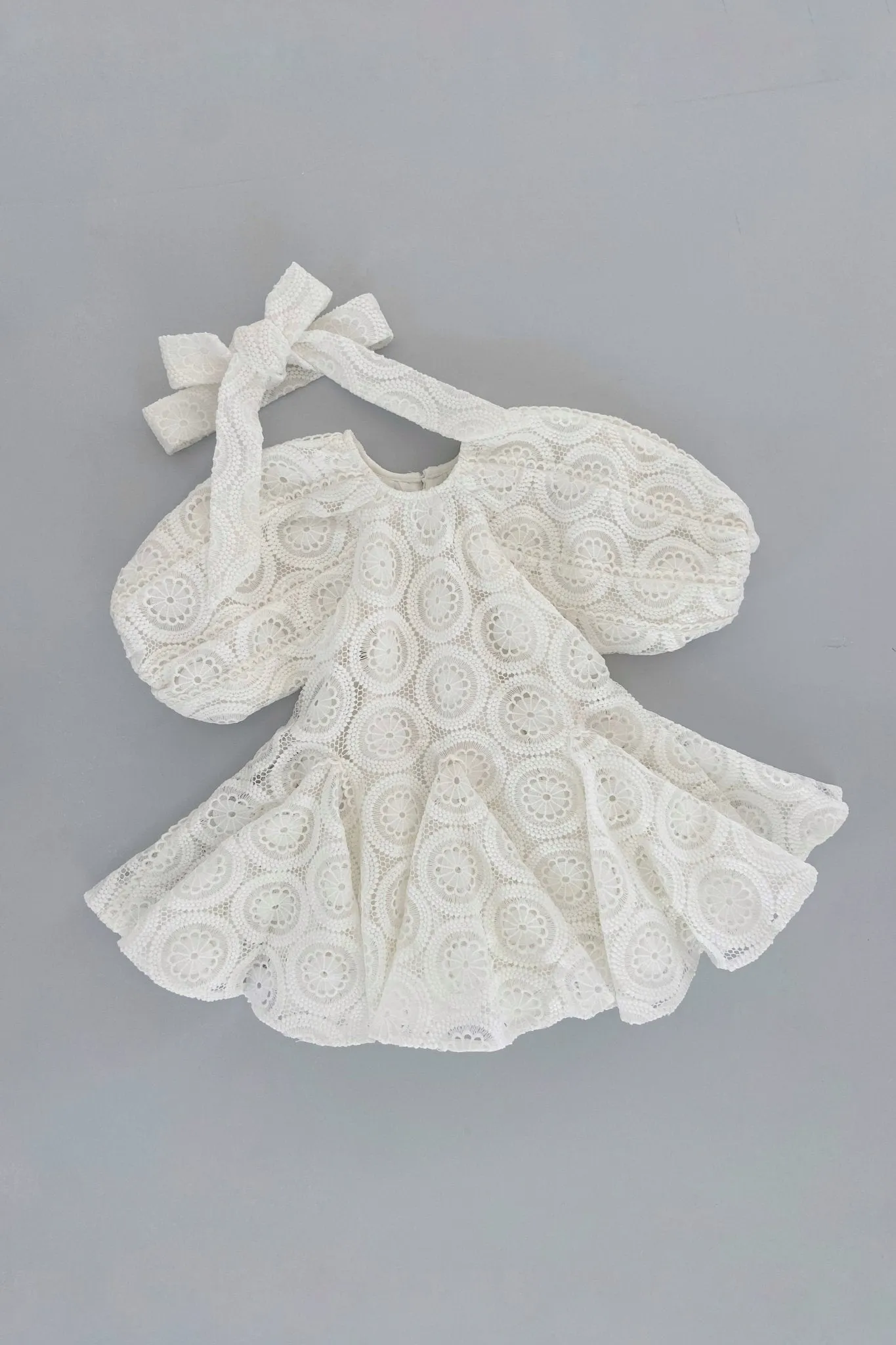 3 N 1 Bow Headband, Waist Sash & Neck Scarf - Doily Lace