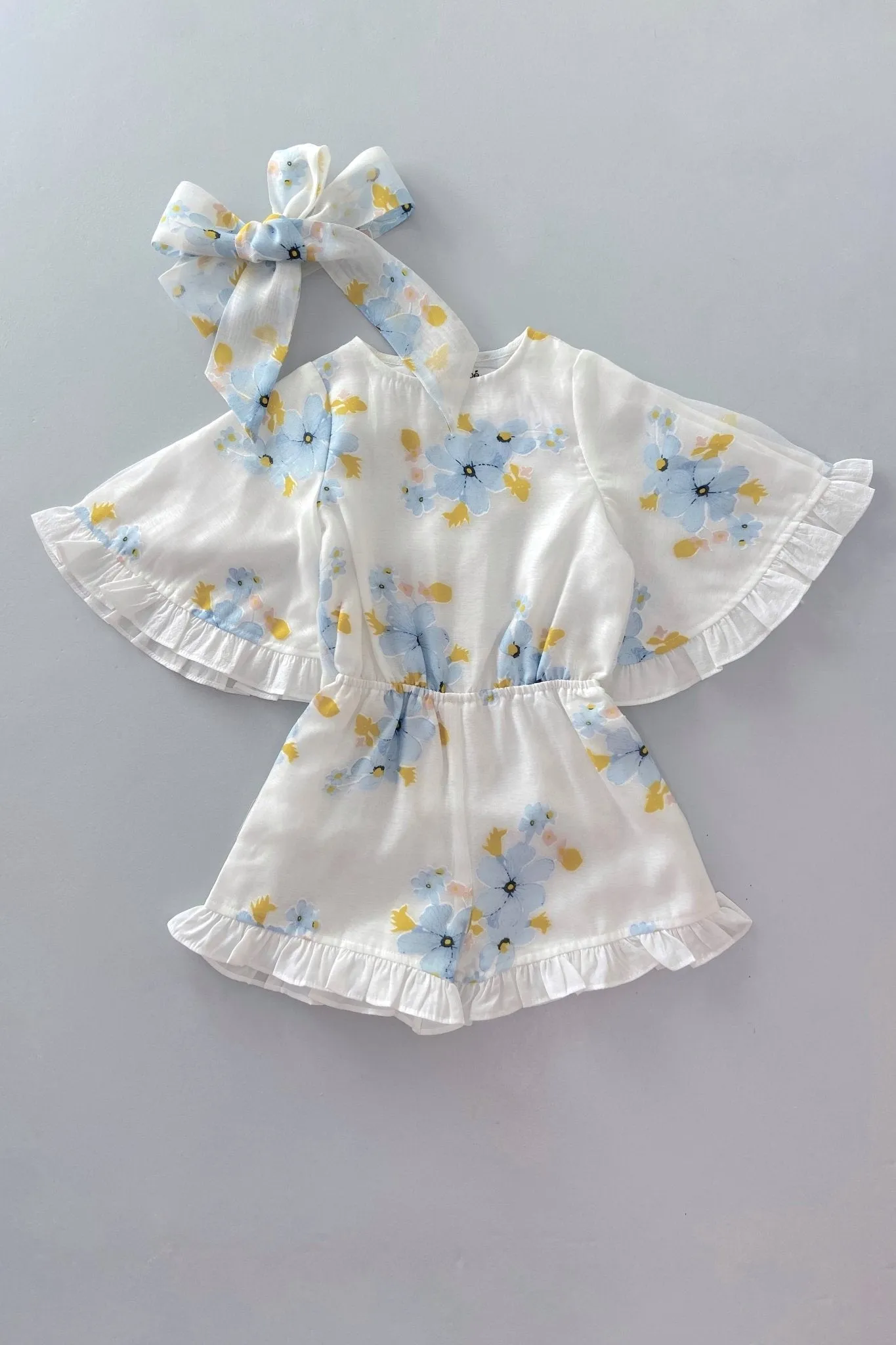 3 N 1 Bow Headband, Waist Sash & Neck Scarf - Forget Me Not Organza