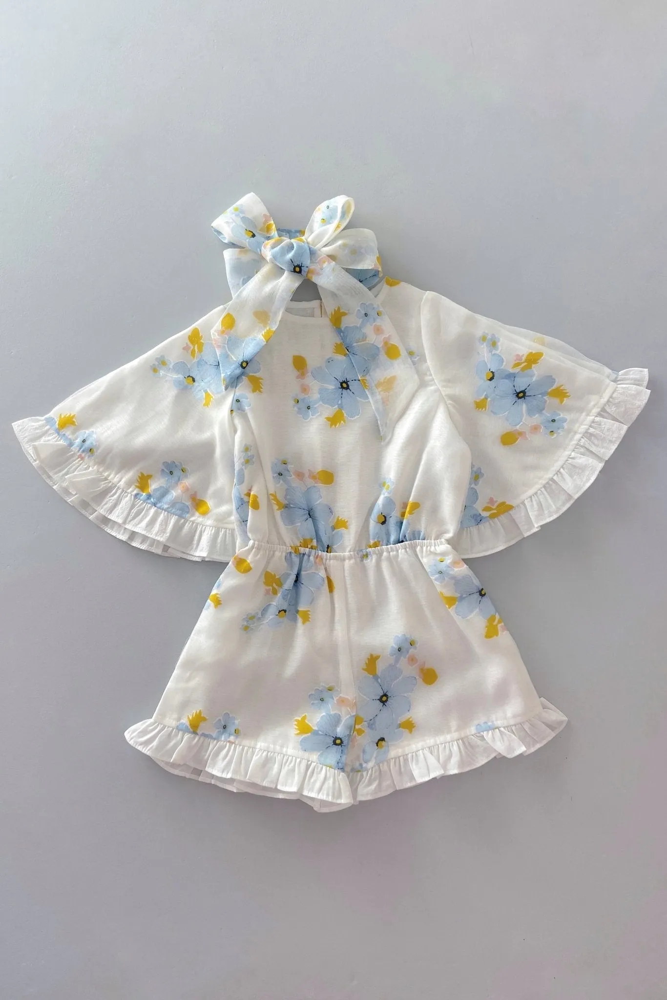 3 N 1 Bow Headband, Waist Sash & Neck Scarf - Forget Me Not Organza