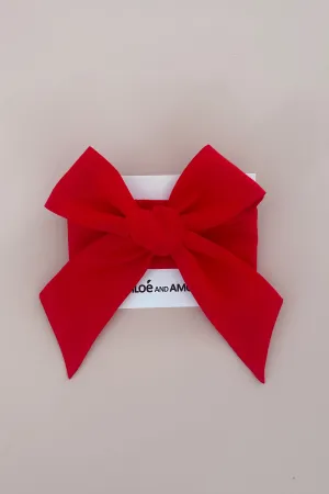 3 N 1 Bow Headband, Waist Sash & Neck Scarf - Scarlet Organza