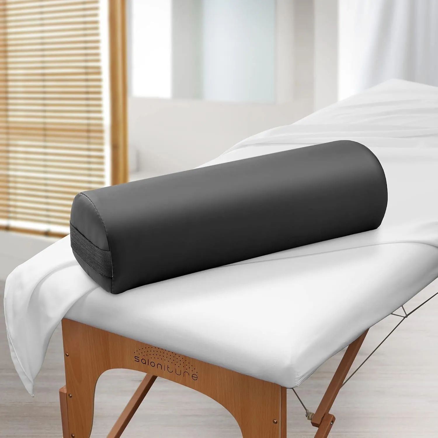3/4 Jumbo round Massage Table Bolster Pillow Pad - 26 X 9 X 6-1/4 Inch - Black