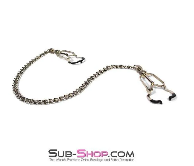 6818MH      Twist & Shout Adjustable Chained Black Nipple Clamps