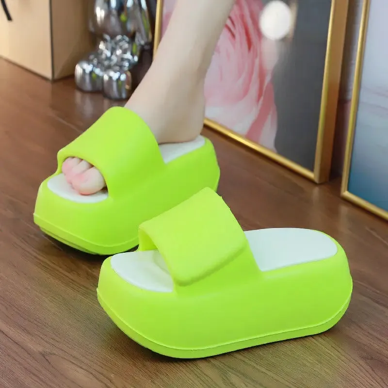 7 cm High platform EVA slippers women's fashion summer streetwear girls chunky shoes woman flatform mules soft elevator slippers