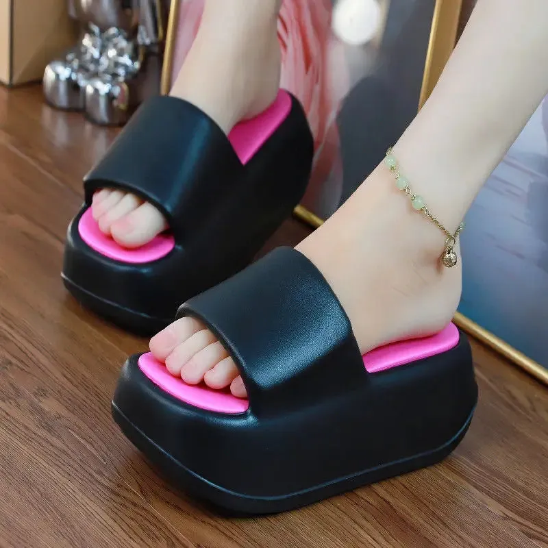 7 cm High platform EVA slippers women's fashion summer streetwear girls chunky shoes woman flatform mules soft elevator slippers