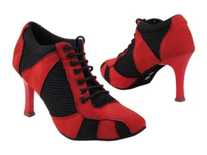 705LEDSS Red Suede & Black Knit Mesh