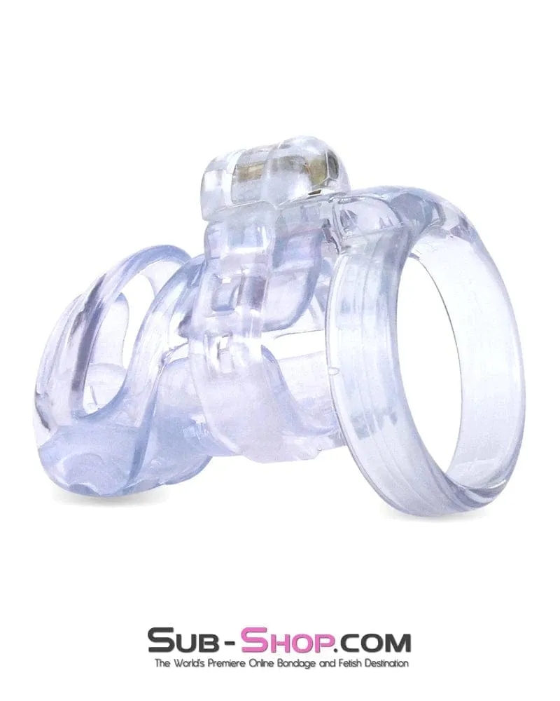 9321M-SIS      Forced Sissy Long Clear Male Chastity with Optional Prince Albert Insert