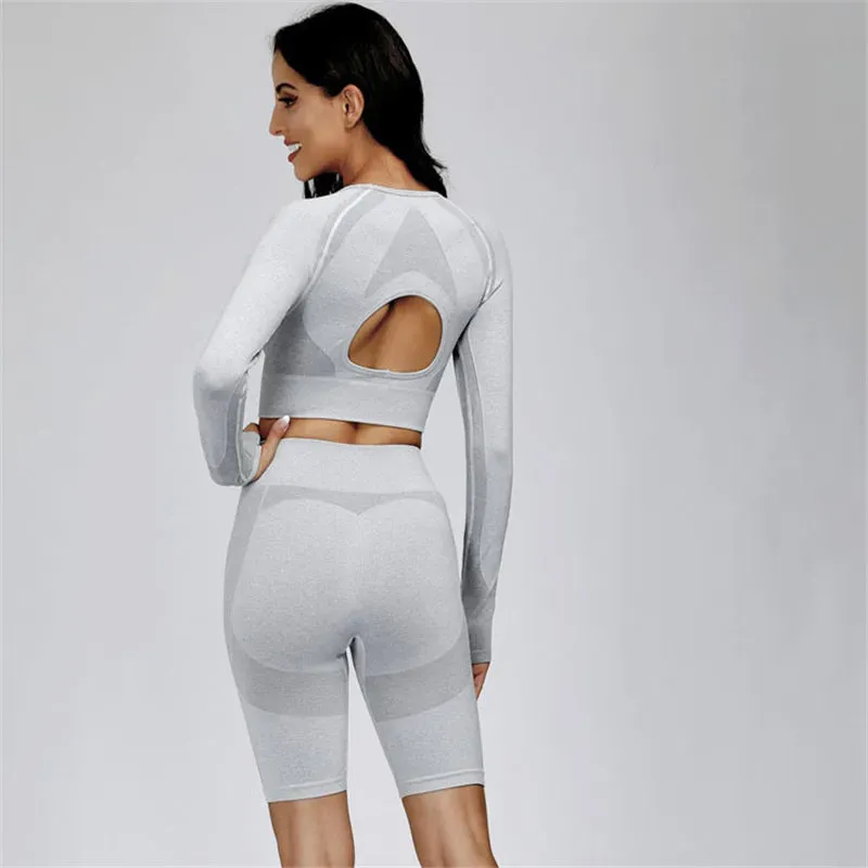 Adair Seamless Long Sleeve Contour Open Back Crop Top