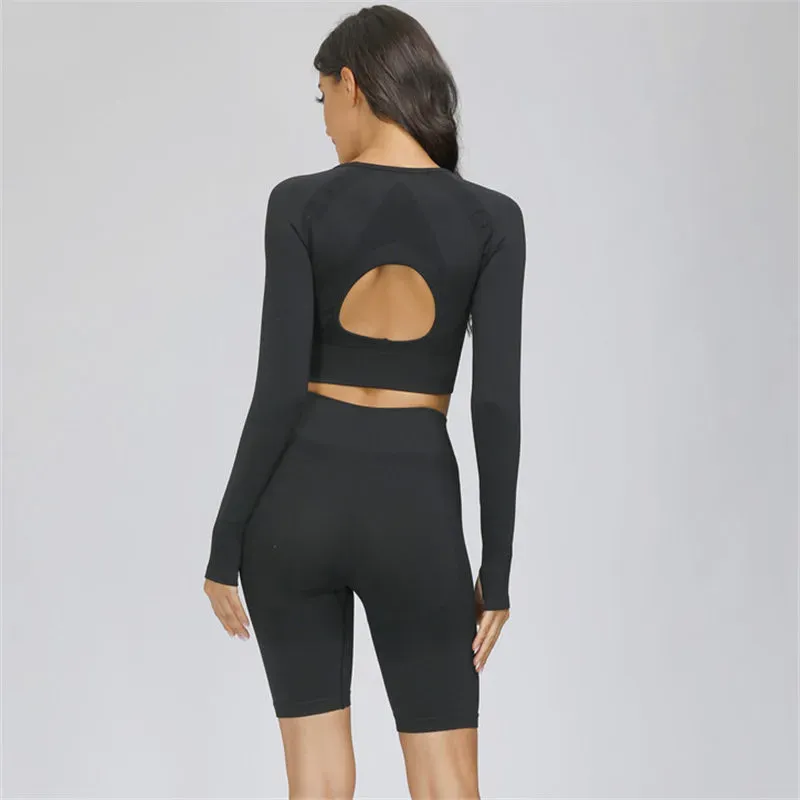 Adair Seamless Long Sleeve Contour Open Back Crop Top