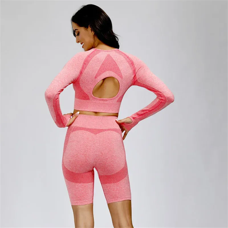 Adair Seamless Long Sleeve Contour Open Back Crop Top