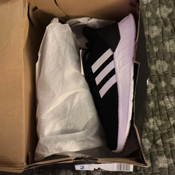 Adidas Black and White Sneakers with Knit Upper