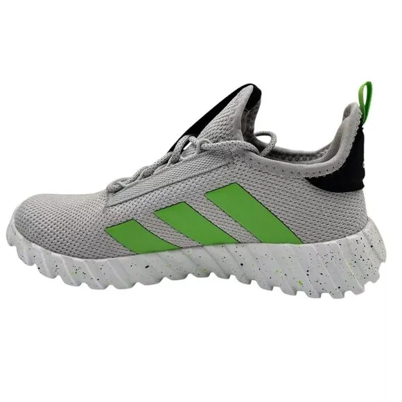 Adidas Kaptir Youth Boy's/Girl's Knit Sneakers Size 4 Gray/Black/Green Lace up