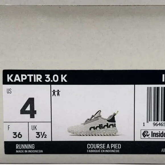 Adidas Kaptir Youth Boy's/Girl's Knit Sneakers Size 4 Gray/Black/Green Lace up