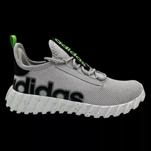 Adidas Kaptir Youth Boy's/Girl's Knit Sneakers Size 5 Gray/Black/Green Lace up