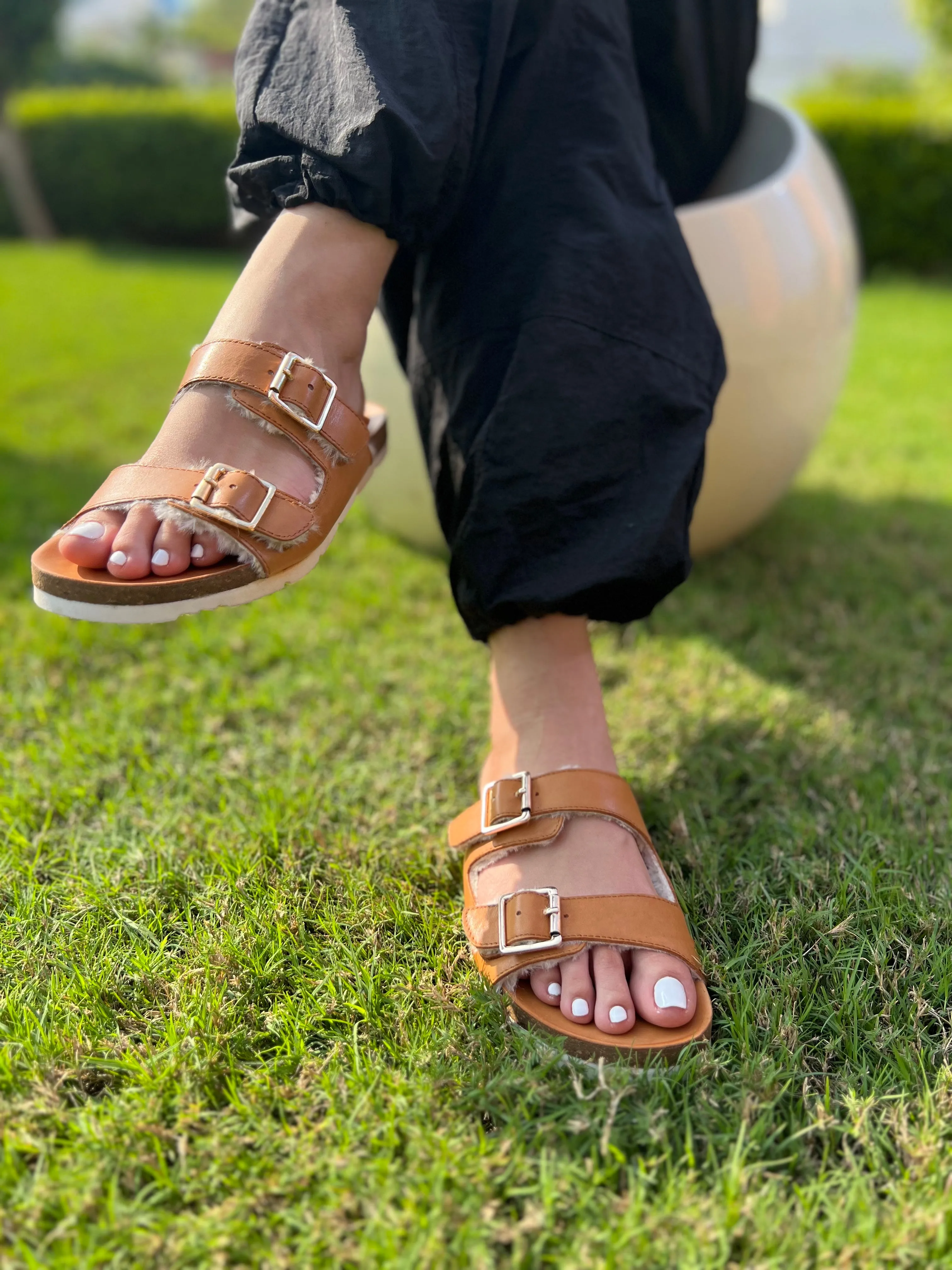 Amber Leather Flats