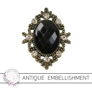 Antique Style Metal Flat Back Embellishment ~ Black x 1 piece