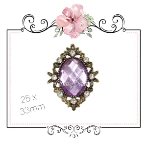 Antique Style Metal Flat Back Embellishment ~ Light Amethyst Purple