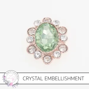 Antique Style Metal Flat Back Embellishment • Rose Gold/Green