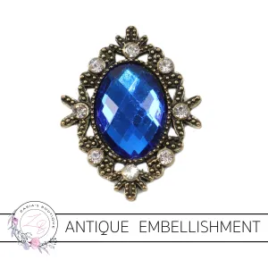 Antique Style Metal Flat Back Embellishment ~ Sapphire ~ x 1 piece