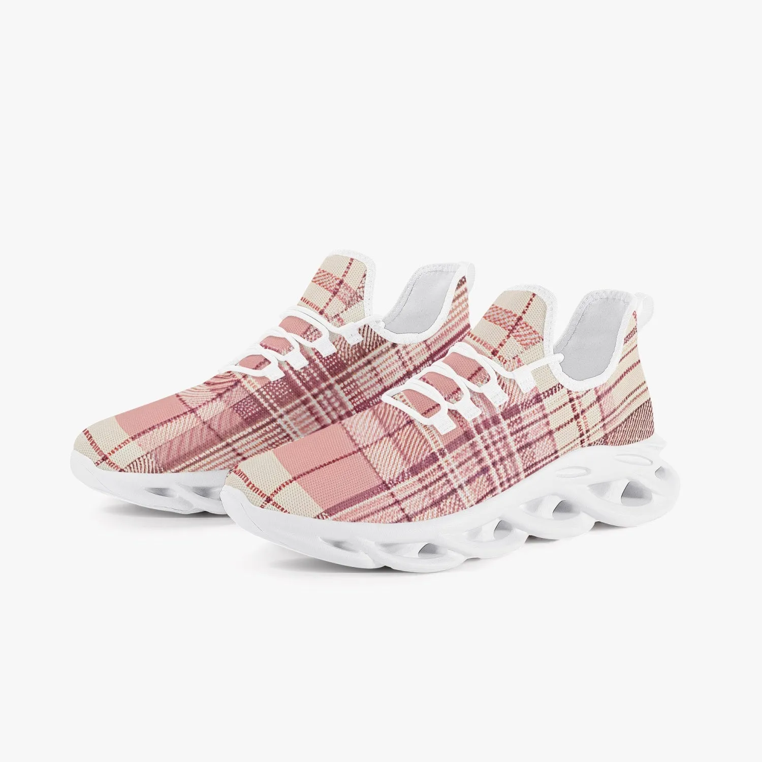 Bad Pink Plaid - Bounce Mesh Knit Sneakers