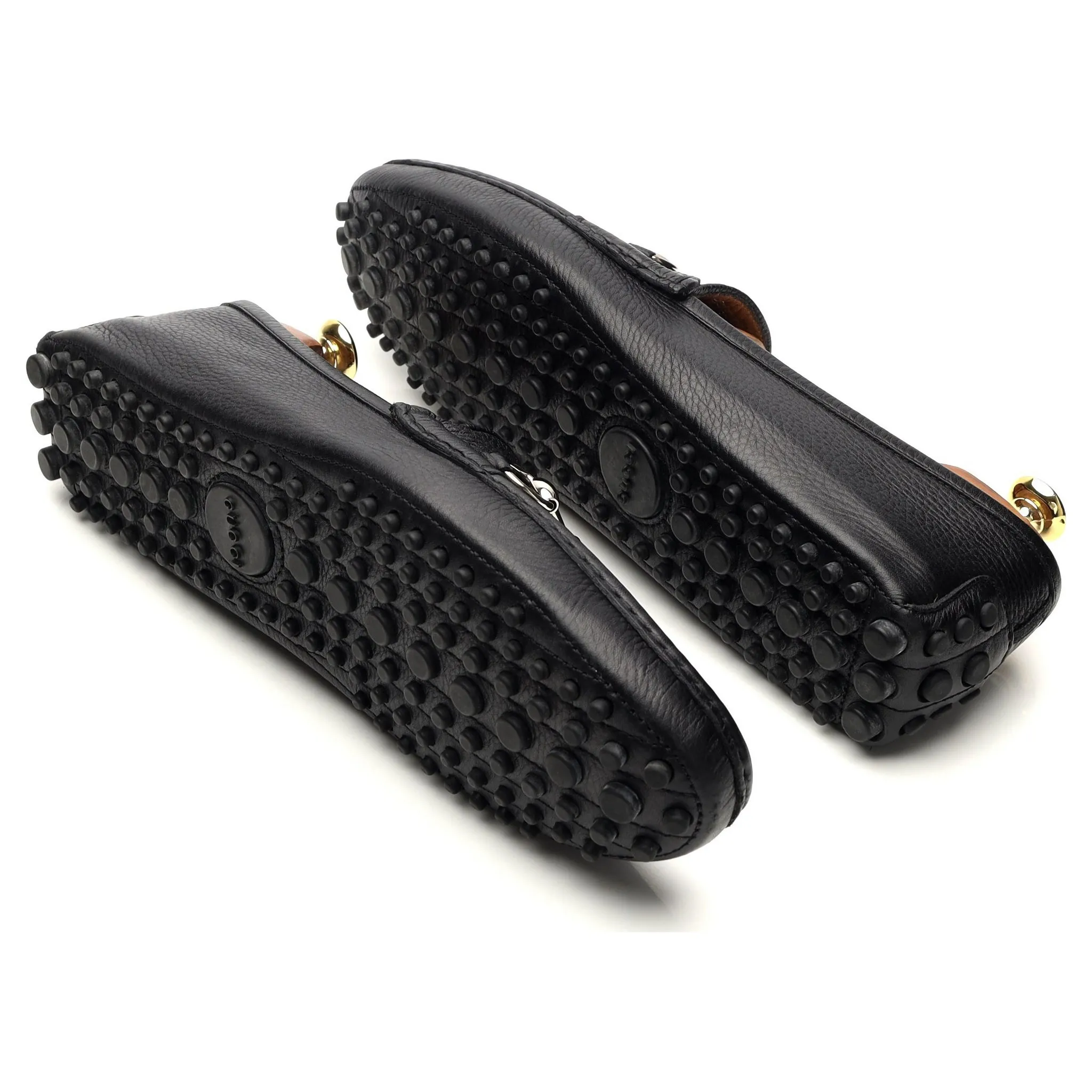 Black Grain Leather Horsebit Driving Loafers UK 10