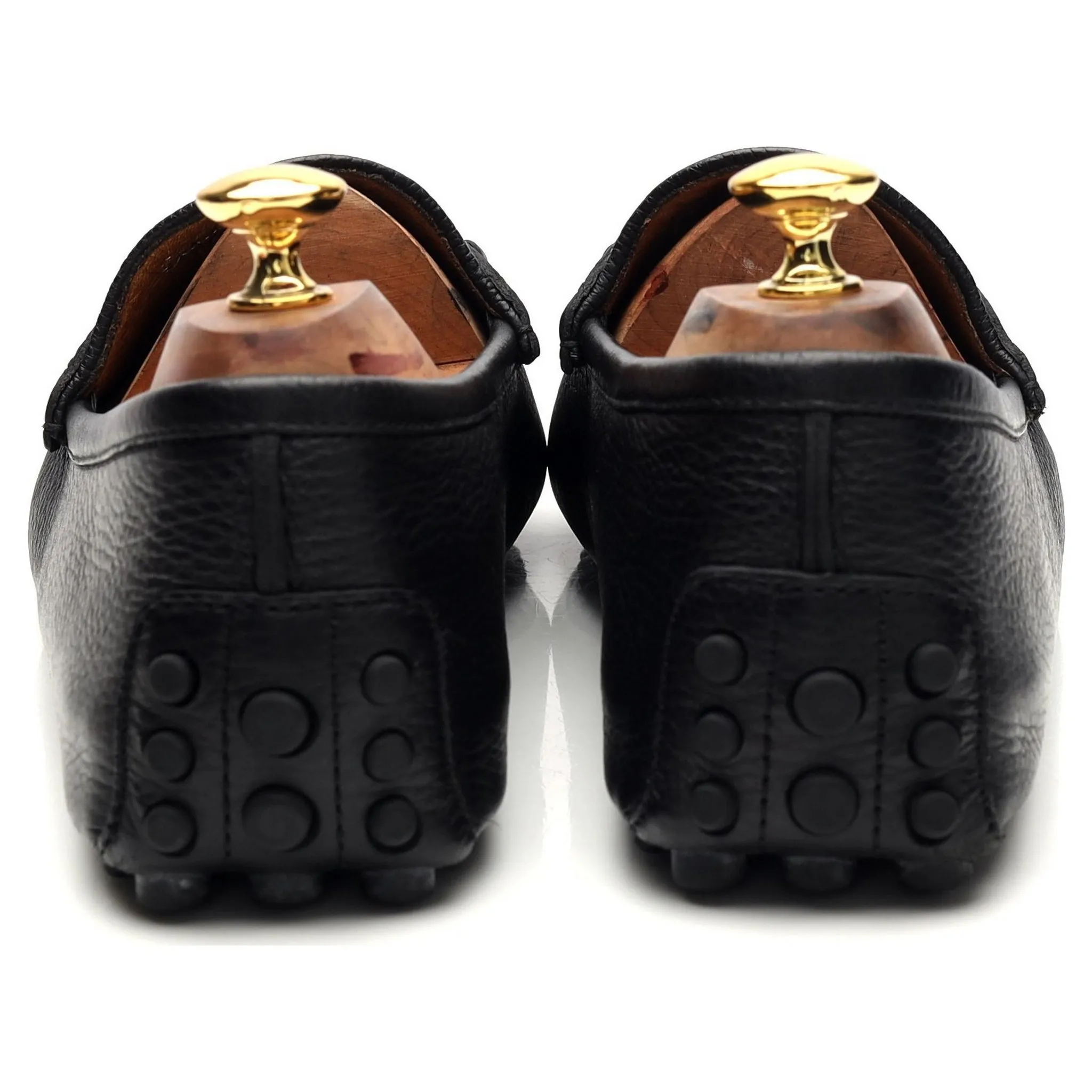 Black Grain Leather Horsebit Driving Loafers UK 10
