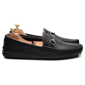 Black Grain Leather Horsebit Driving Loafers UK 10