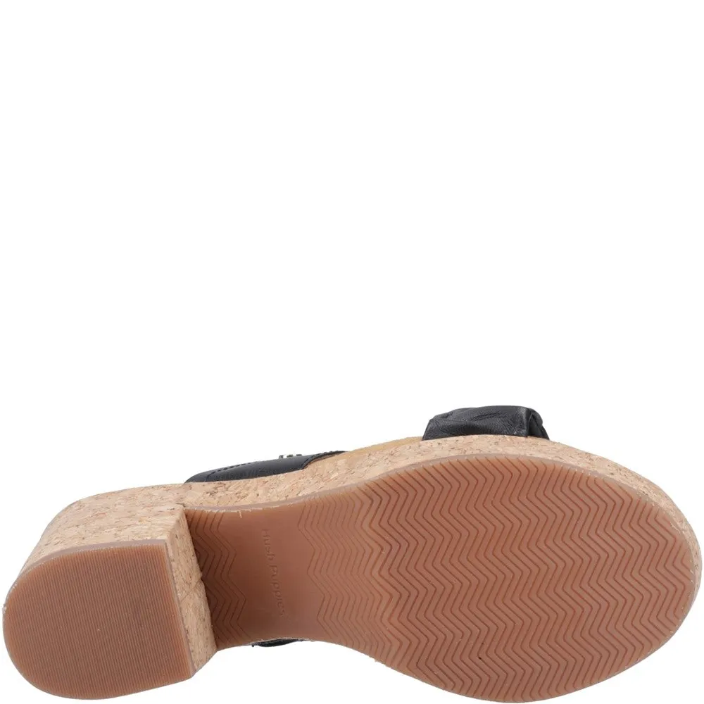 Black Poppy Ruched Slides