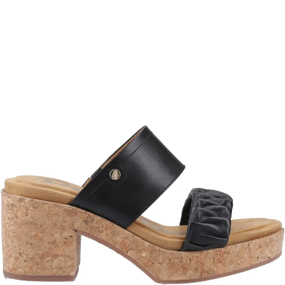 Black Poppy Ruched Slides