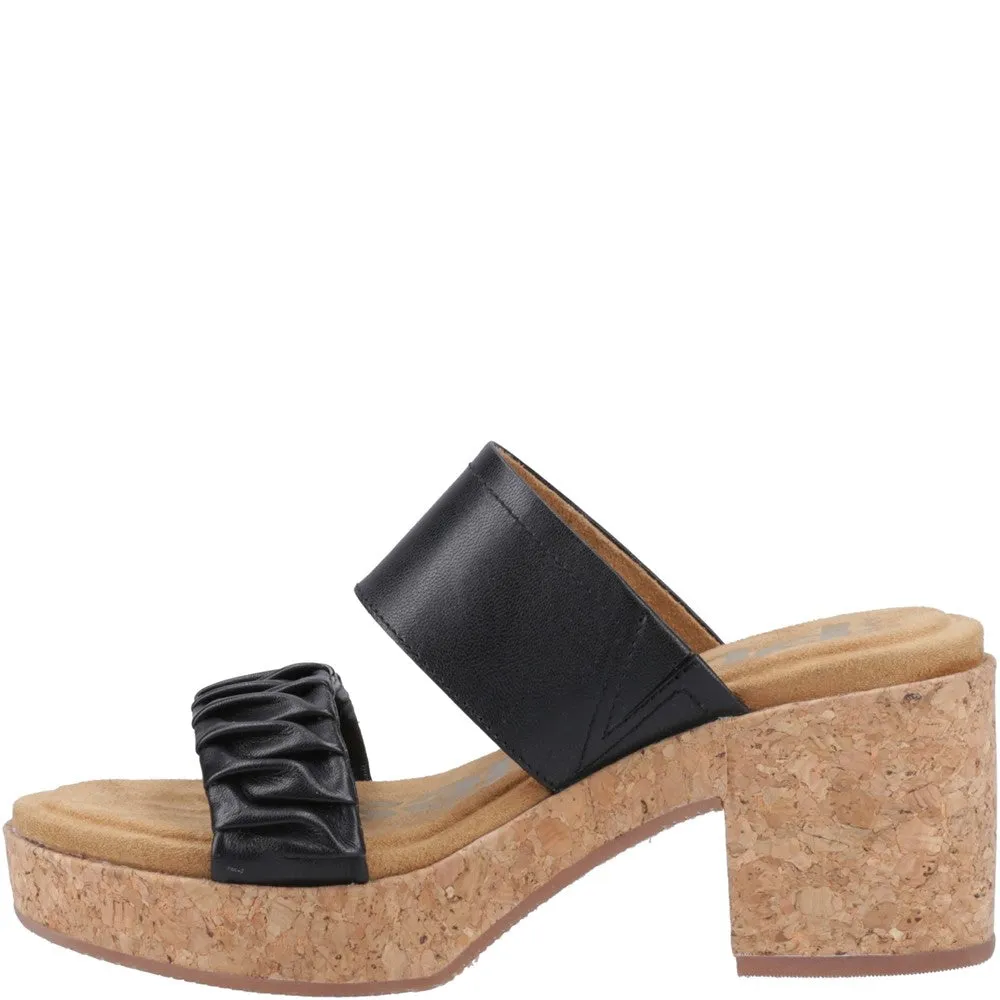 Black Poppy Ruched Slides