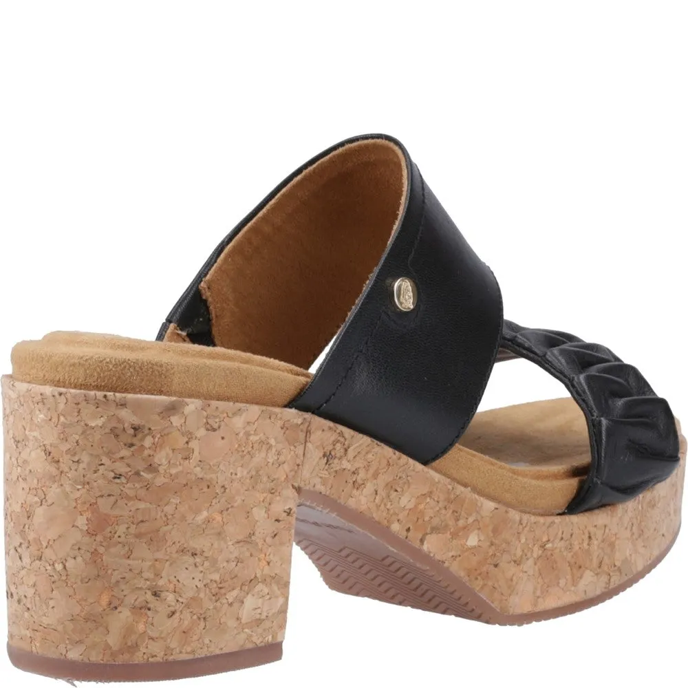 Black Poppy Ruched Slides