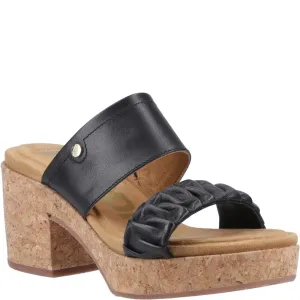 Black Poppy Ruched Slides