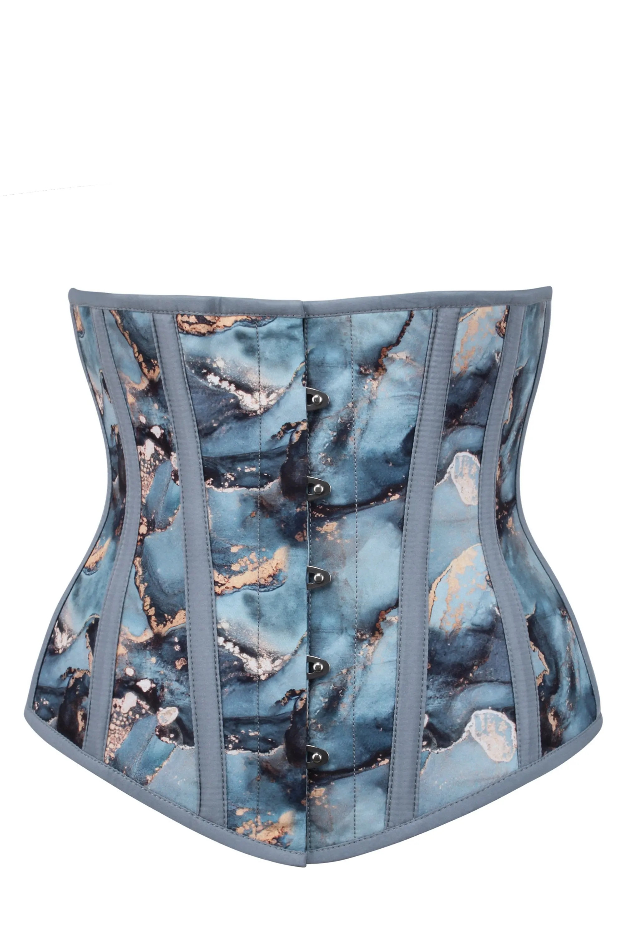 Blue and Gold Marble Underbust Corset
