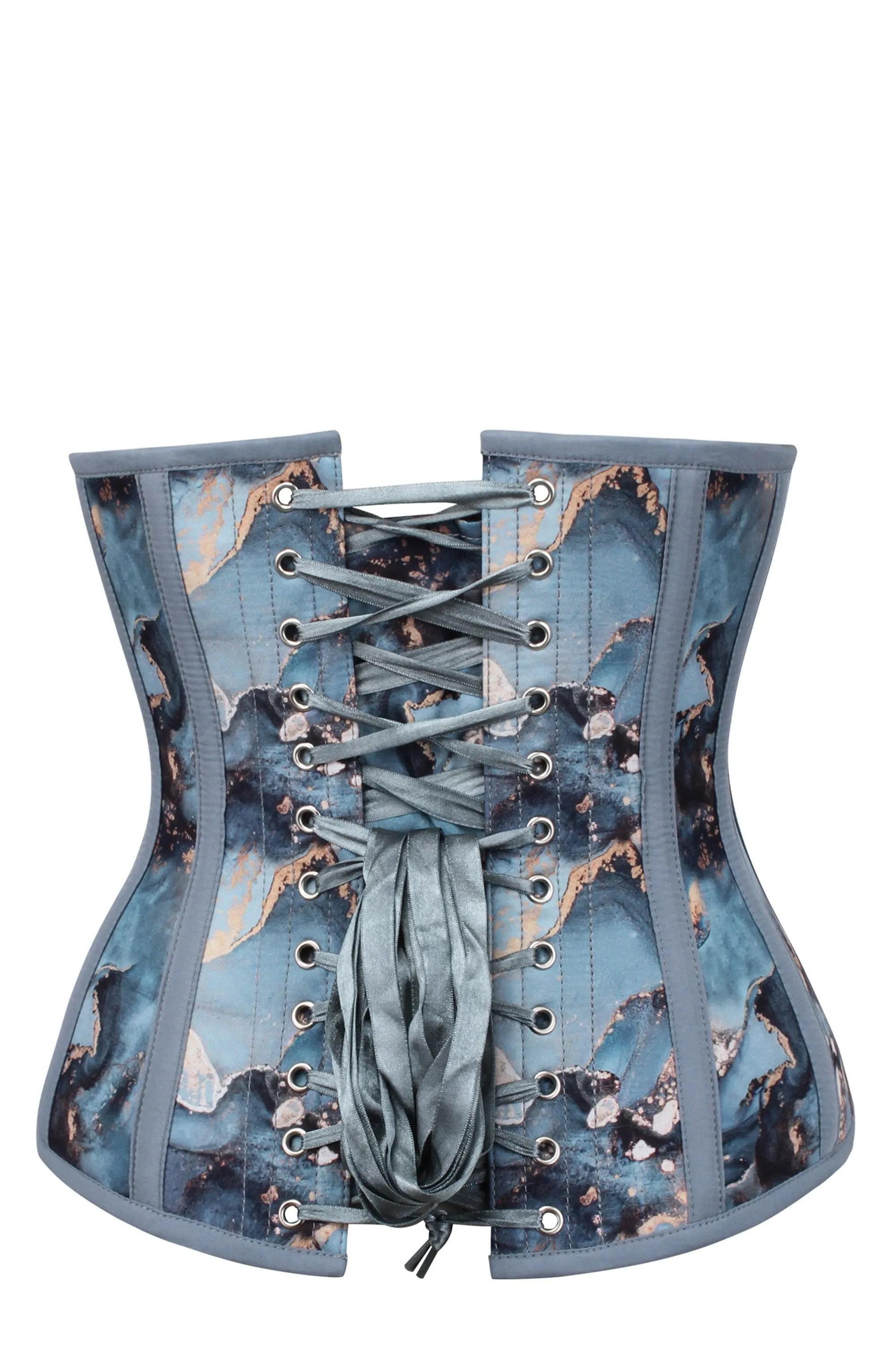 Blue and Gold Marble Underbust Corset