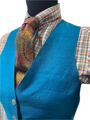 Blue Ribbon Boutique Blue and Orange Checkered Shirt