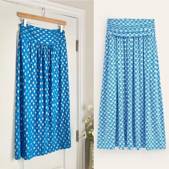 Boden Printed Metallic MIDI Skirt