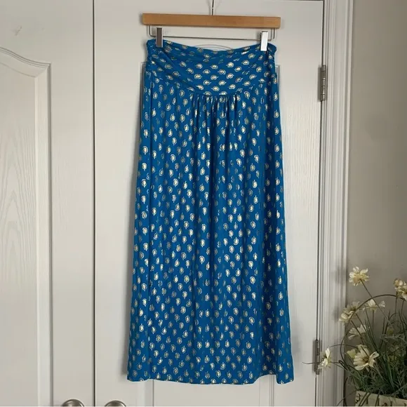 Boden Printed Metallic MIDI Skirt