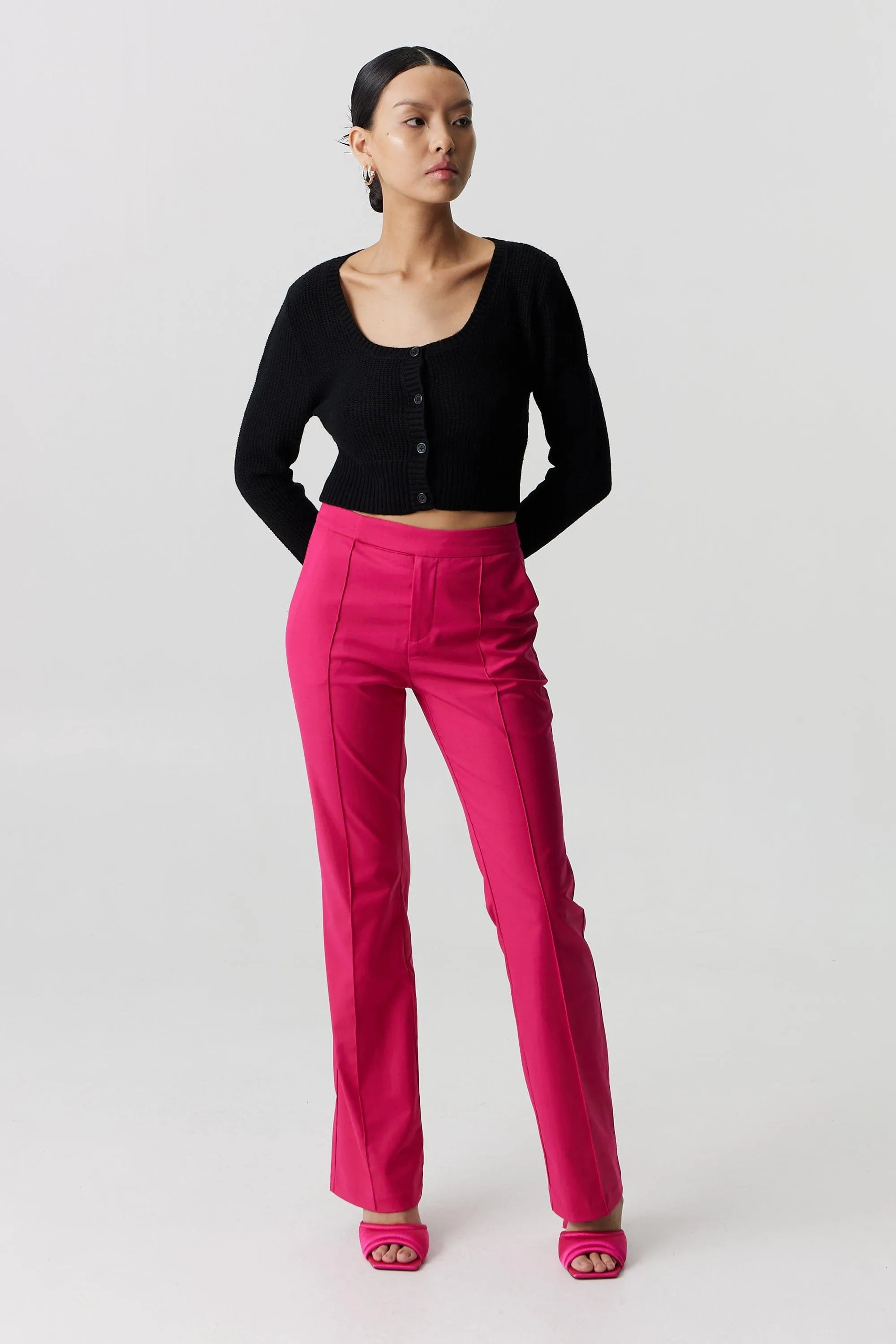 BOUCLE CROP CARDIGAN KNIT | BLACK