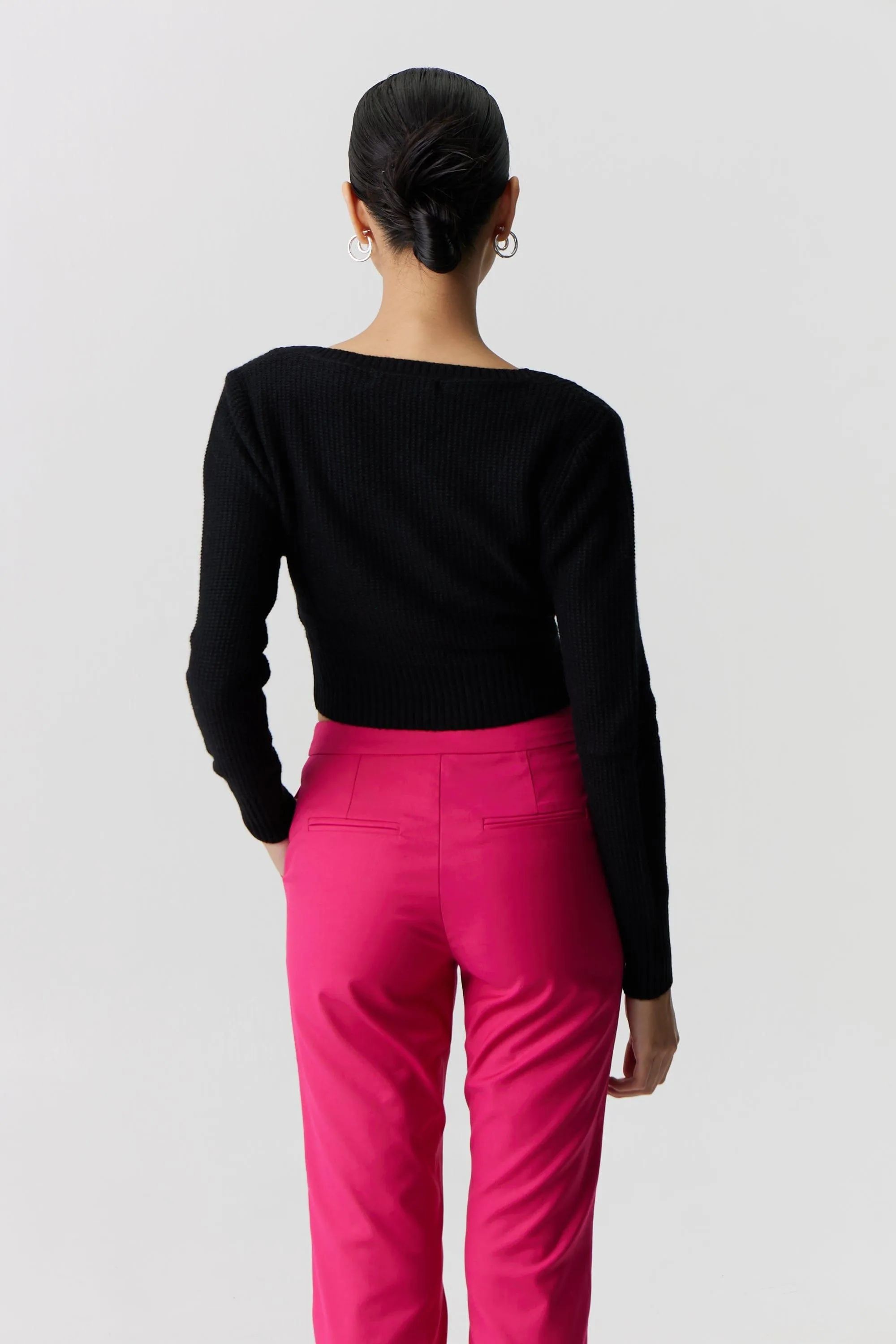 BOUCLE CROP CARDIGAN KNIT | BLACK