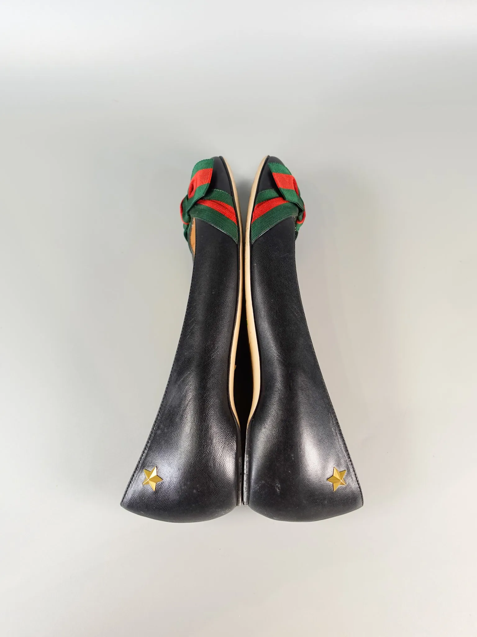 Bow Web Black Calkfskin Ballerina Flats Size 39 EU (25.5cm)