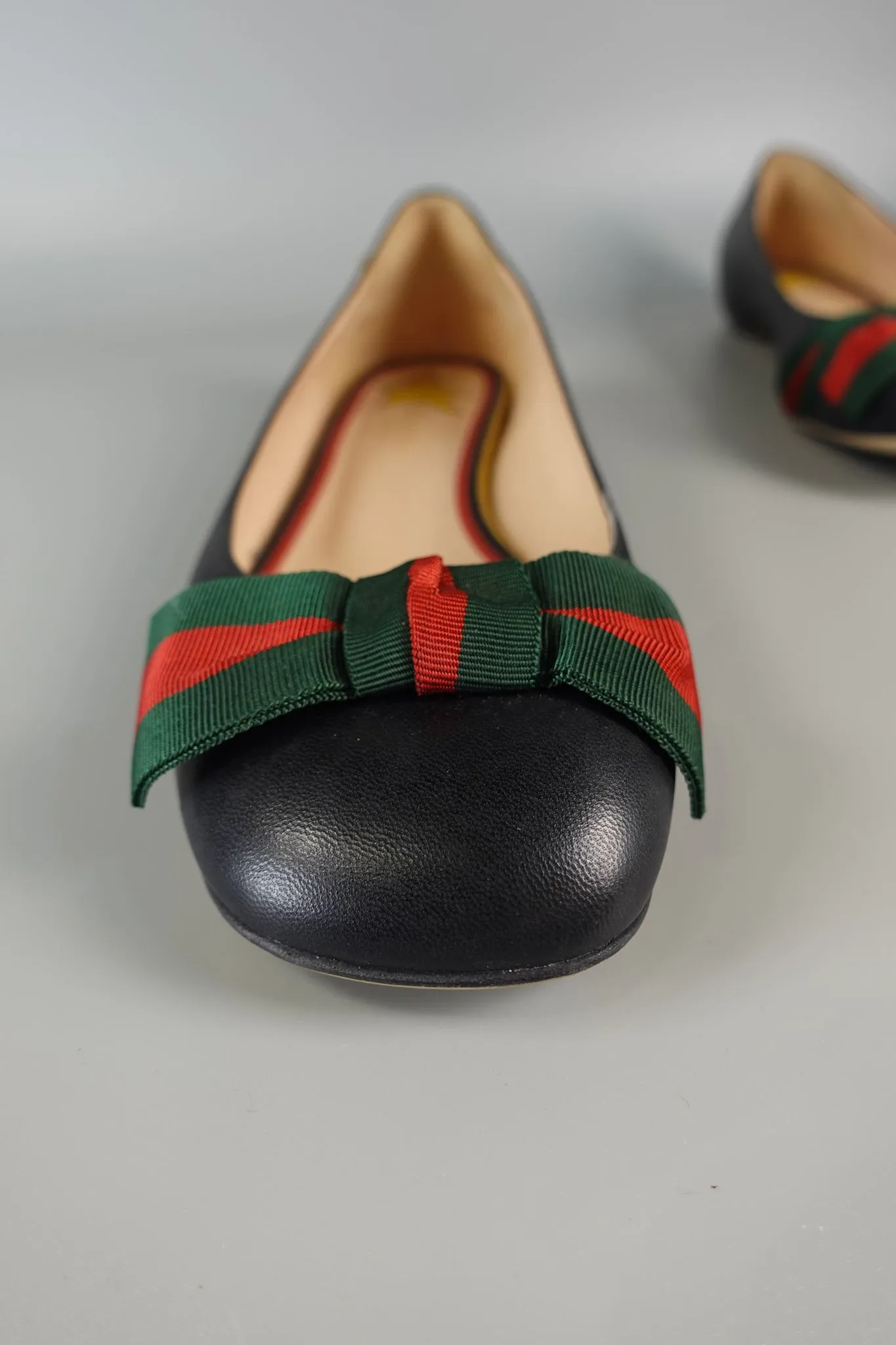 Bow Web Black Calkfskin Ballerina Flats Size 39 EU (25.5cm)